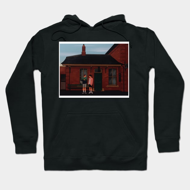 heartstopper drawing - Nick and Charlie train station Hoodie by daddymactinus